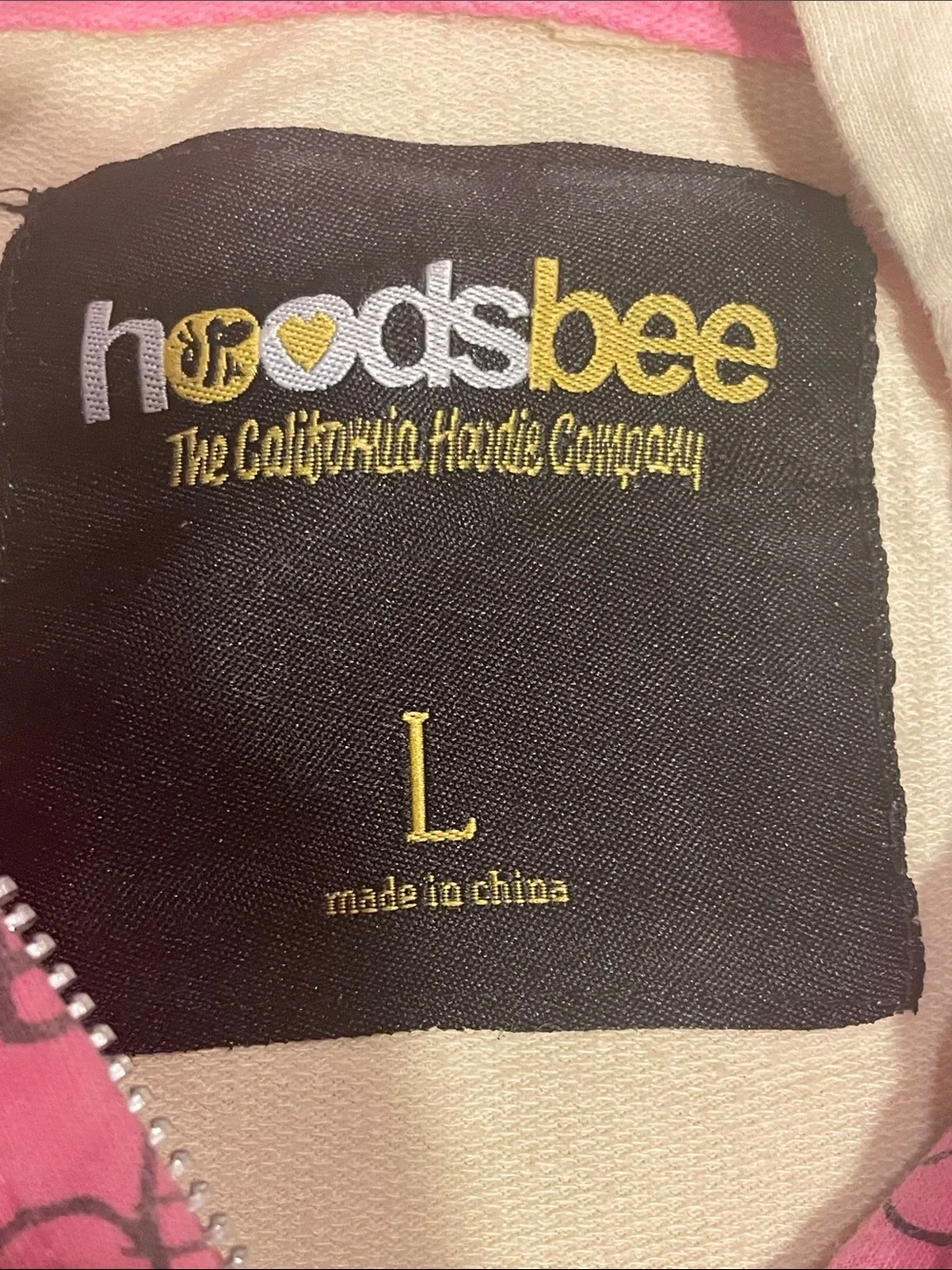 GoodsBee Cream Hoodie with Pink Heart Lining
